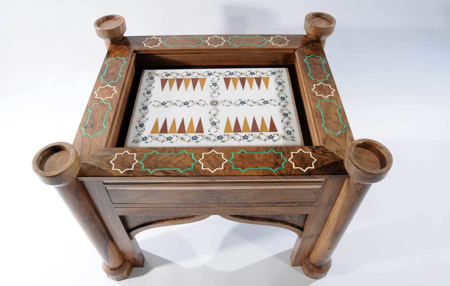 English Walnut Backgammon Table