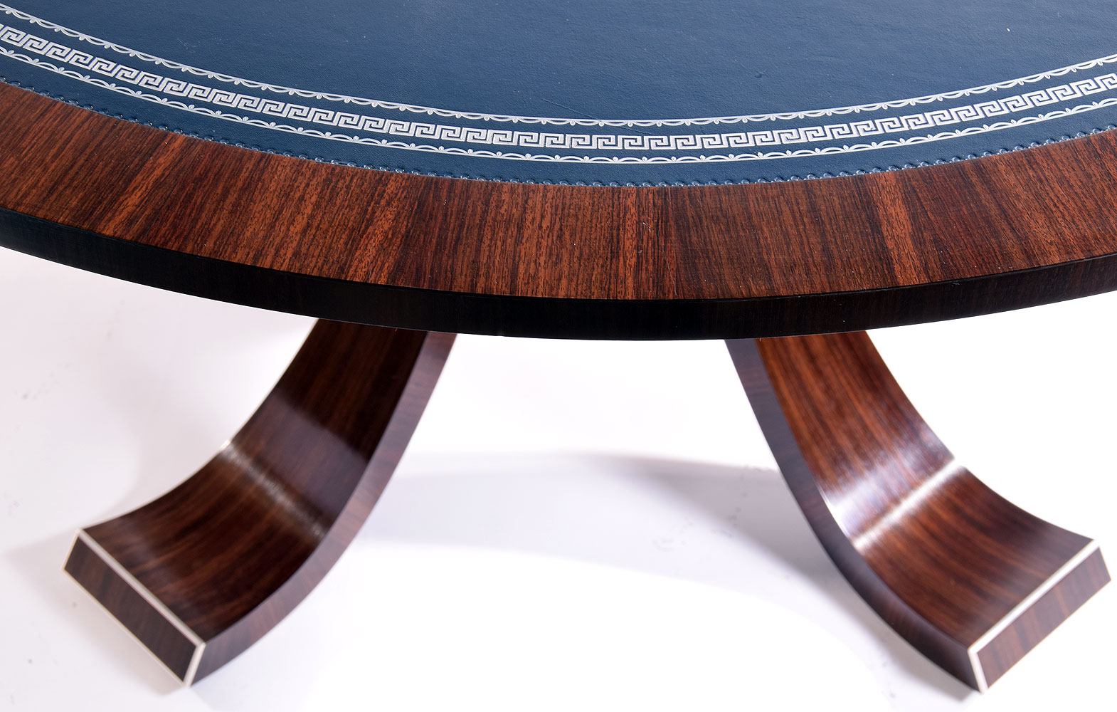 Indian Rosewood and Blue Leather Library Table